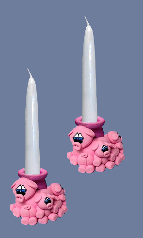 pig candle holders