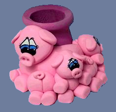 pig family toothpick/candle holder